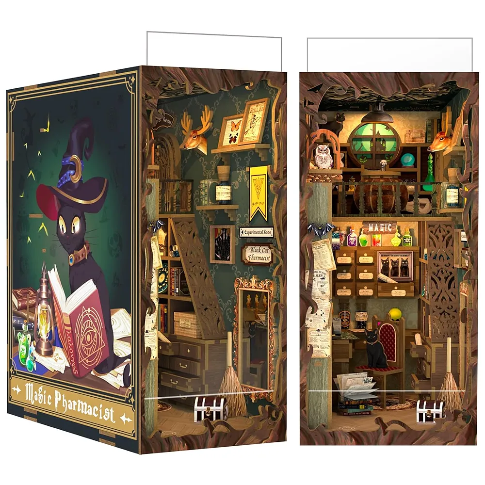CUTEBEE Book Nook Kit, DIY Booknook Miniature House Tiny House 3D Wooden Puzzle Dollhouse Kit for Adults and Teens, Bookshelf Insert Decor, DIY Craft Gift Model Build