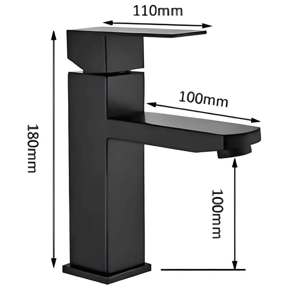 Matt Black Basin Mixer Faucet Tap Black Matt Design Hot and Cold Bathroom Short Body - 7 Inches