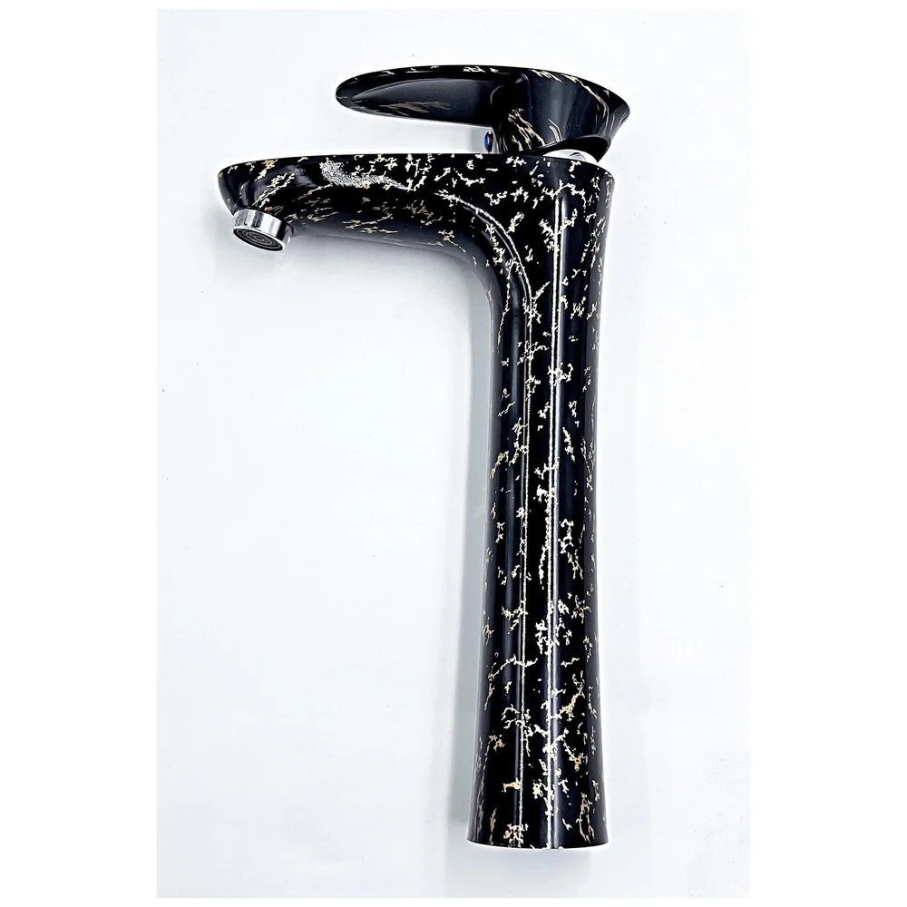12 inch PVC Basin Mixer Faucet Tap Black Gold Marble Tall 30 cm Premium
