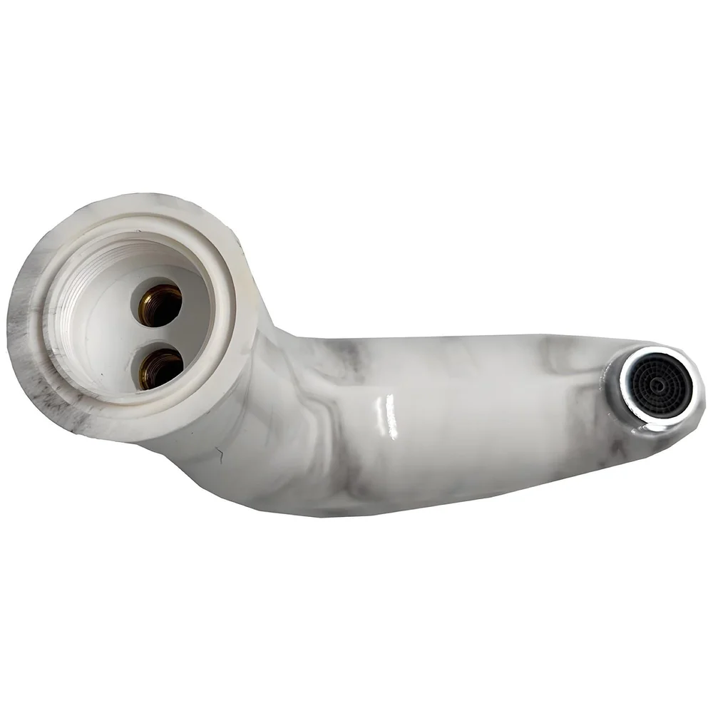 PVC Basin Tap Faucet Mixer White Marble Design for Bathroom Toilet Wash Basins Hot and Cold Water Tap Short Body - 7 Inches