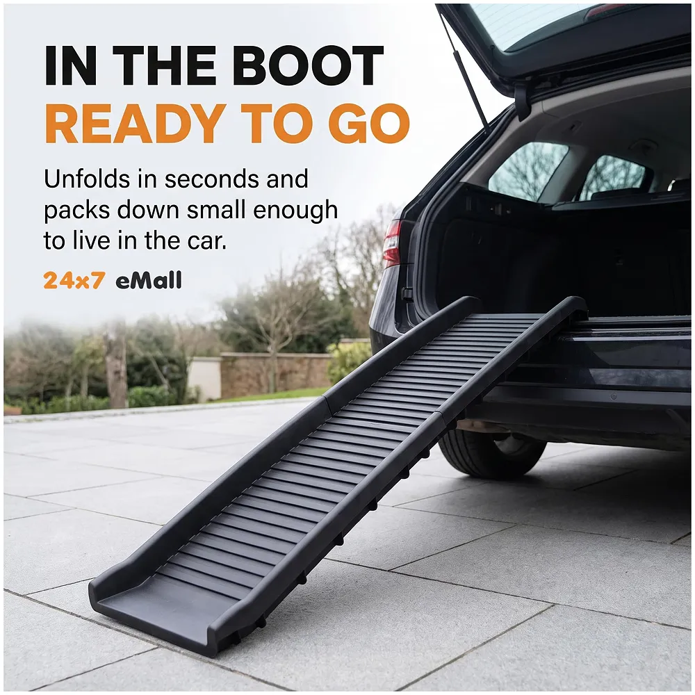 Folding Dog Ramp for Cars 62 x 15.5 x 3.5 Inch 4 Fold Black Pets