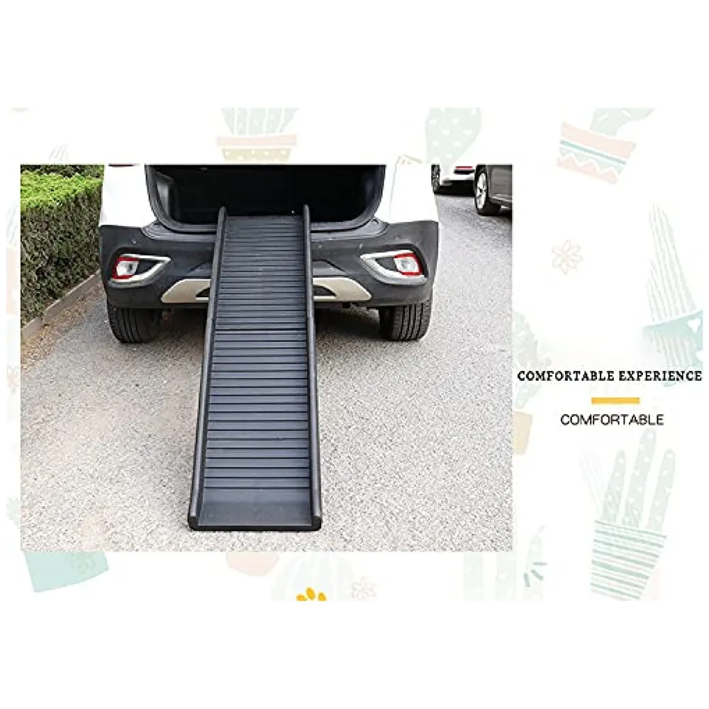 Folding Dog Ramp for Cars 62 x 15.5 x 3.5 Inch 4 Fold Black Pets