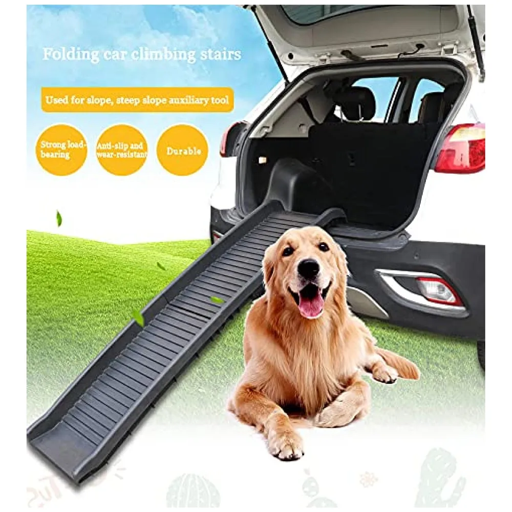 Folding Dog Ramp for Cars 62 x 15.5 x 3.5 Inch 4 Fold Black Pets