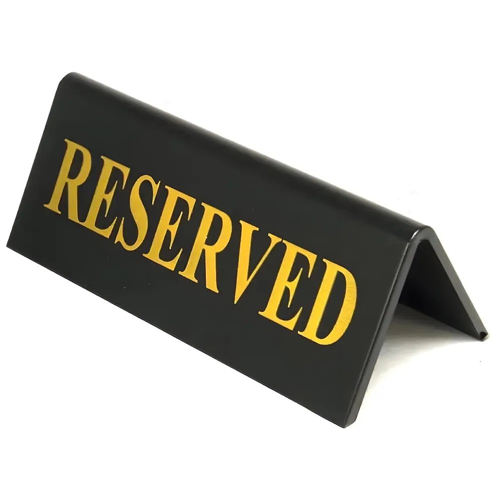 1 Pc Black Acrylic Reserved Table Sign 11 x 4.5 cm Hotels