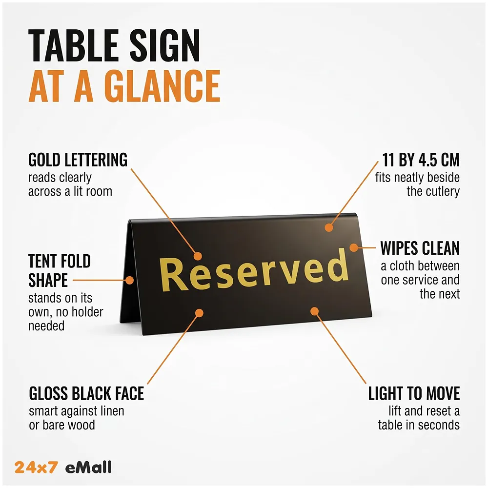 1 Pc Black Acrylic Reserved Table Sign 11 x 4.5 cm Hotels