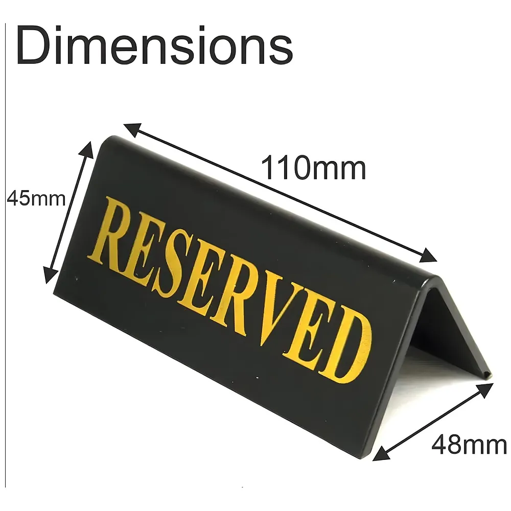 1 Pc Black Acrylic Reserved Table Sign 11 x 4.5 cm Hotels