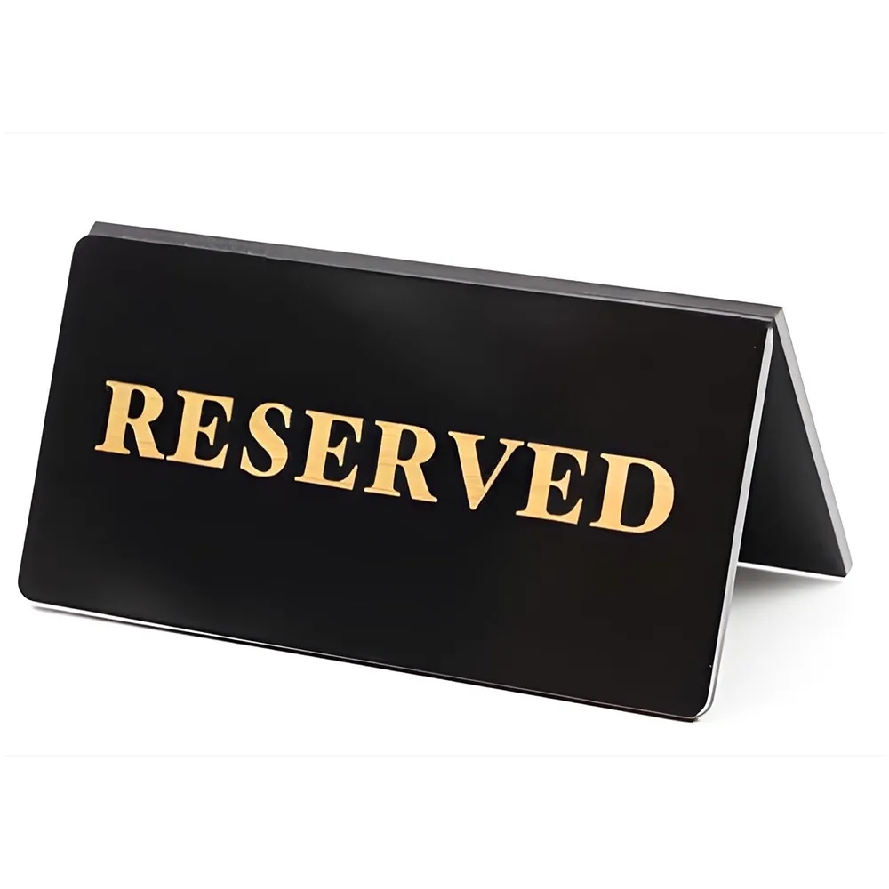 1 Pc Black Acrylic Reserved Table Sign 11 x 4.5 cm Hotels