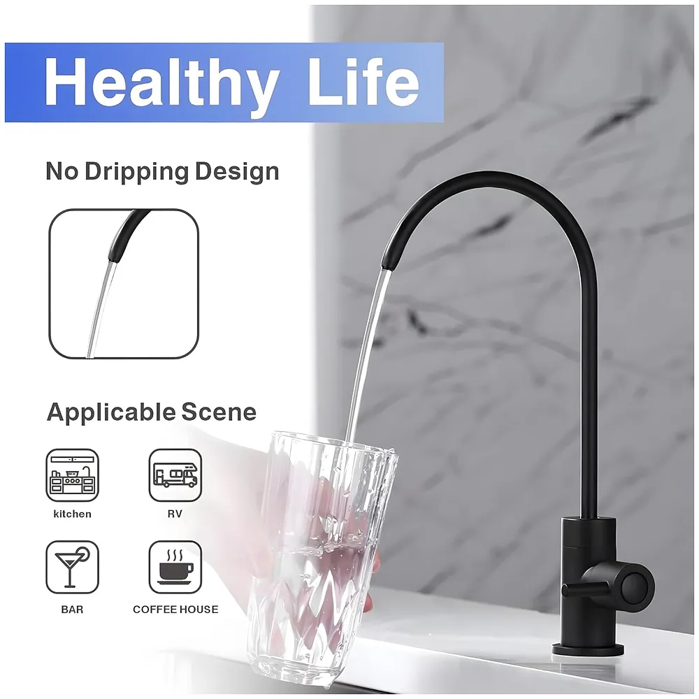 Ro Purifier Faucet tap for Under Sink Purifiers Compatible with All, Rotatable Kitchen Sink Faucet Tap with Black Finish for RO Drinking Water Filter Black - 27 x 12 cm