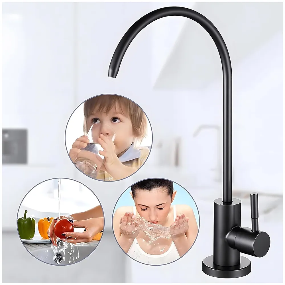 Ro Purifier Faucet tap for Under Sink Purifiers Compatible with All, Rotatable Kitchen Sink Faucet Tap with Black Finish for RO Drinking Water Filter Black - 27 x 12 cm