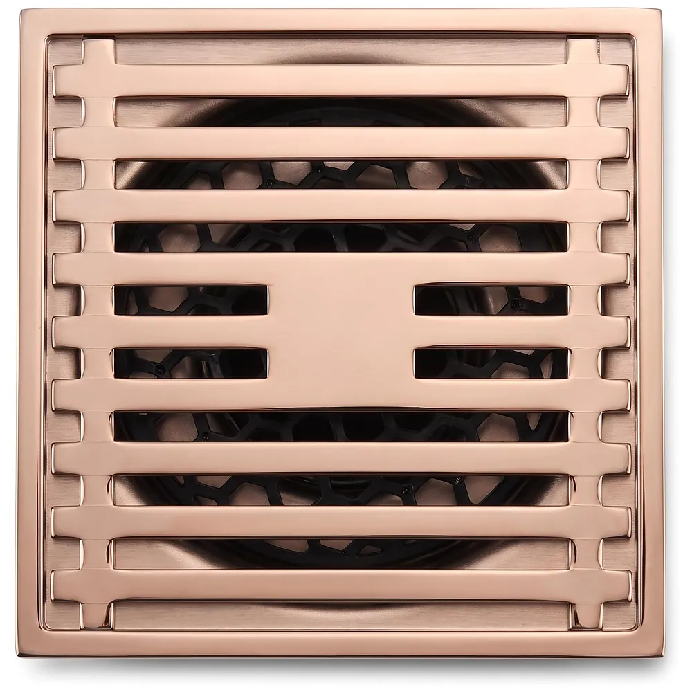 Rose Gold Bathroom Floor Drain Jali Anti Cockroach 4 Inch Square