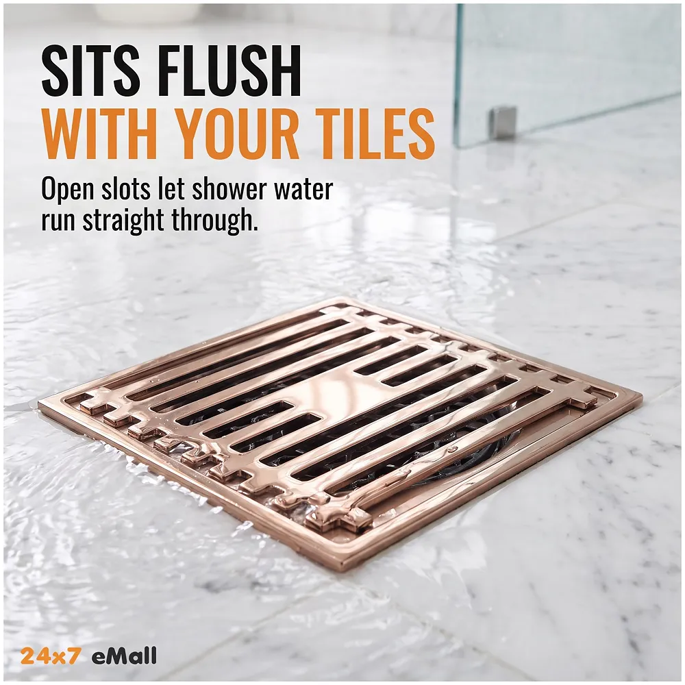 Rose Gold Bathroom Floor Drain Jali Anti Cockroach 4 Inch Square