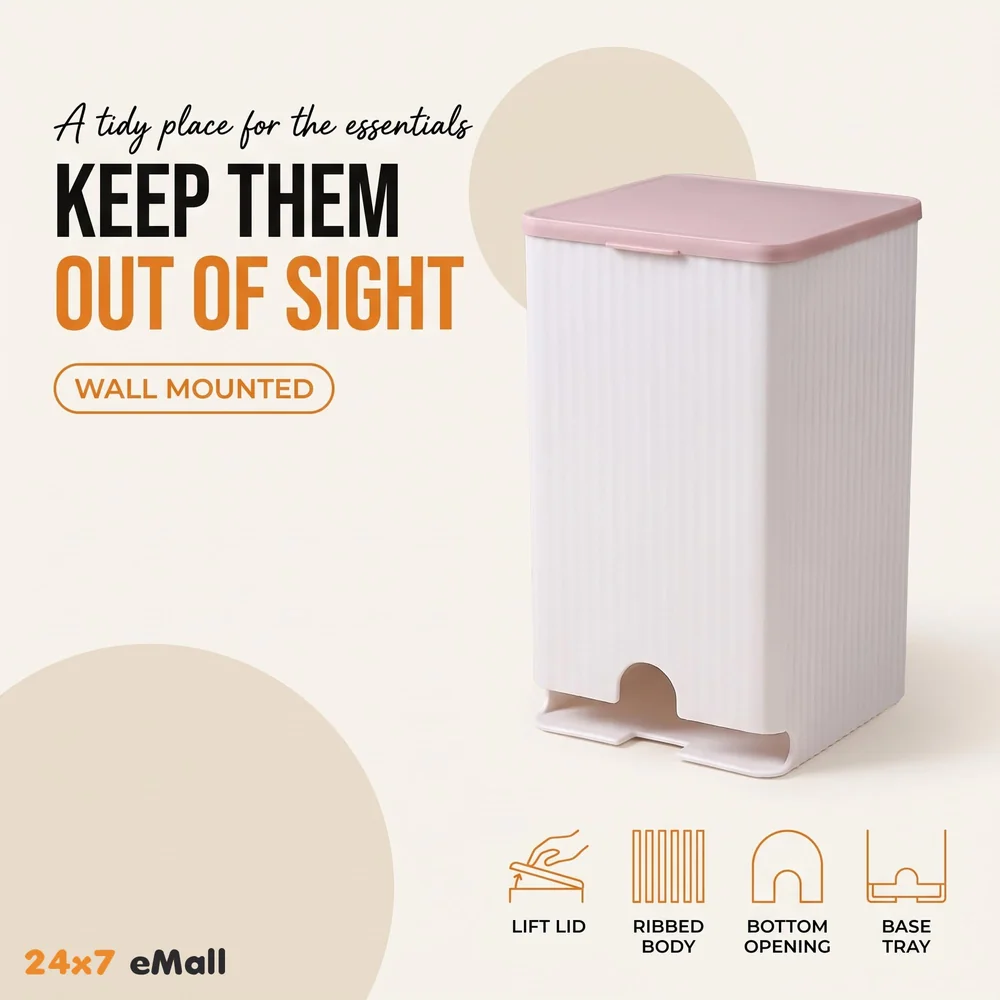Sanitary Pads Dispenser Wall Mounted Pink White 19.5 x 11.5 cm