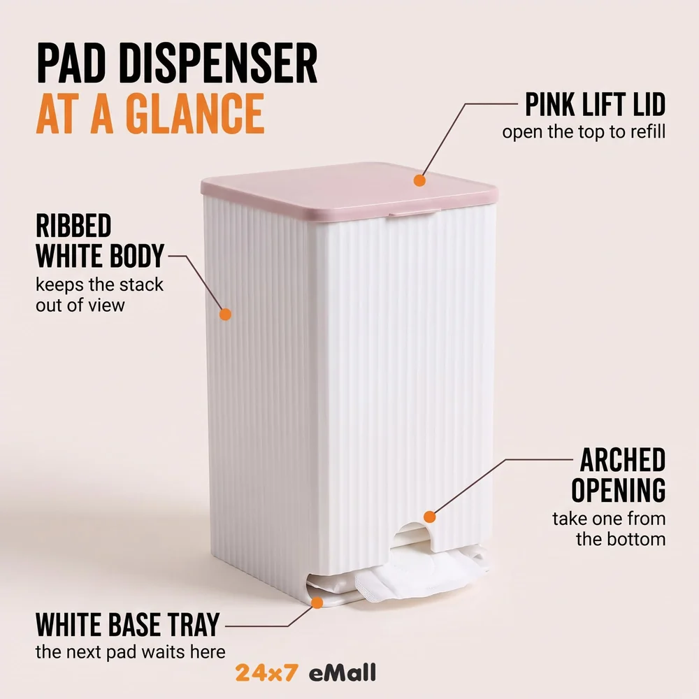 Sanitary Pads Dispenser Wall Mounted Pink White 19.5 x 11.5 cm