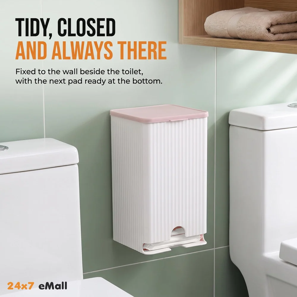 Sanitary Pads Dispenser Wall Mounted Pink White 19.5 x 11.5 cm