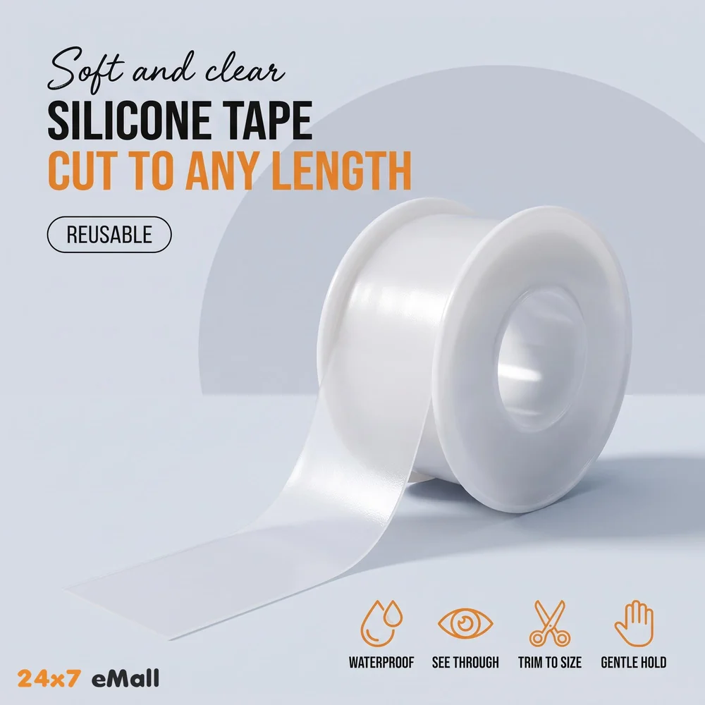 Clear Silicon Scar Sheet 4 x 150 Cm for Healing Scars Transparent tear silicone tape roll for hypertrophic scars and keloids caused by surgery, medical silicone for scar removal