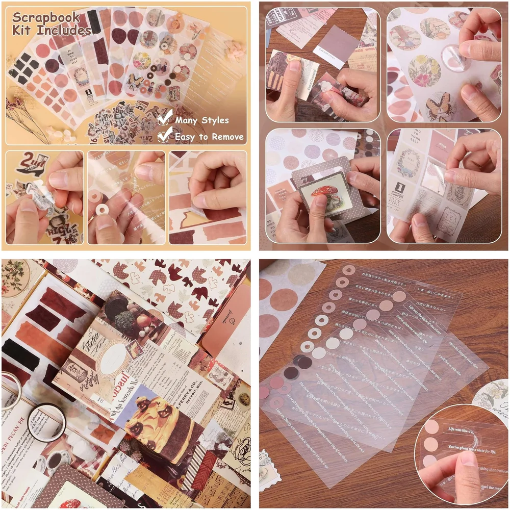 346pcs Journal Supplies Kit Vintage Scrapbook Stickers Art journaling kit. Journal Schedulers DIY Paper Stickers for Decoration Notebook Collage Album Aesthetic Tape (Good Times)