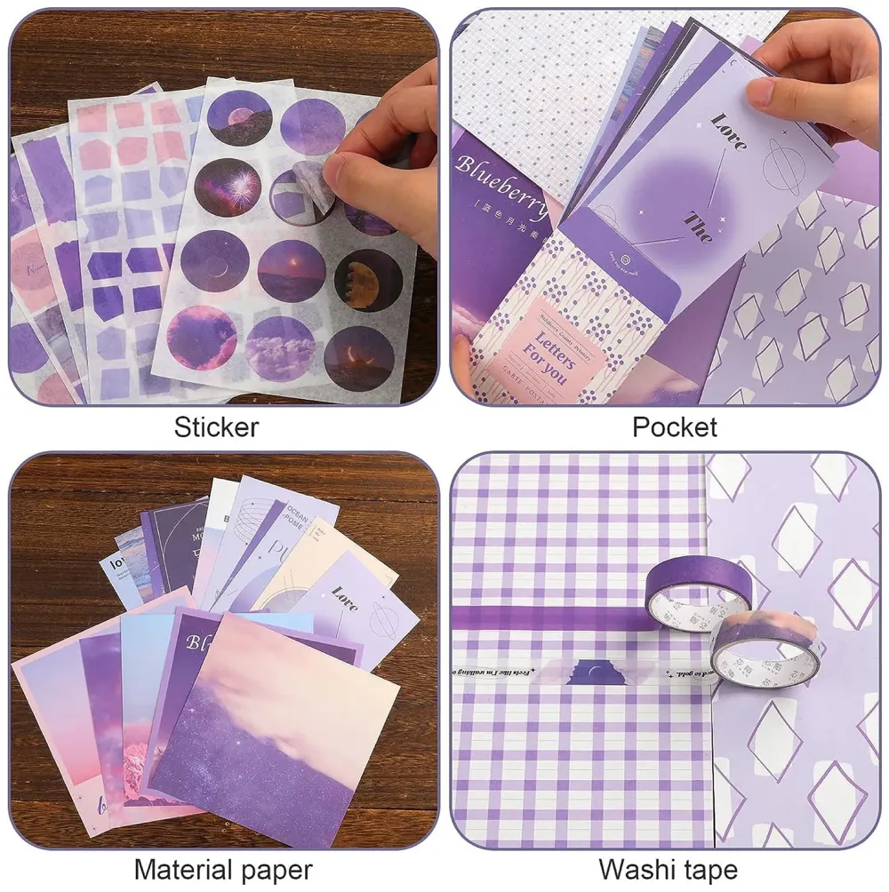 346pcs Journal Supplies Kit Vintage Scrapbook Stickers Art journaling kit. Journal Schedulers DIY Paper Stickers for Decoration Notebook Collage Album Aesthetic Tape (Moon Light)