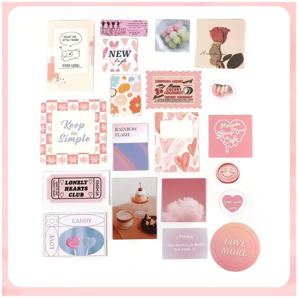 346Pcs Journal Supplies Kit Vintage Scrapbook Stickers Art Journaling Kit Journal Scheduler Diy Paper Stickers For Decoration Notebook Collage Album Aesthetic Tape(Sweet Heart), Multicolor