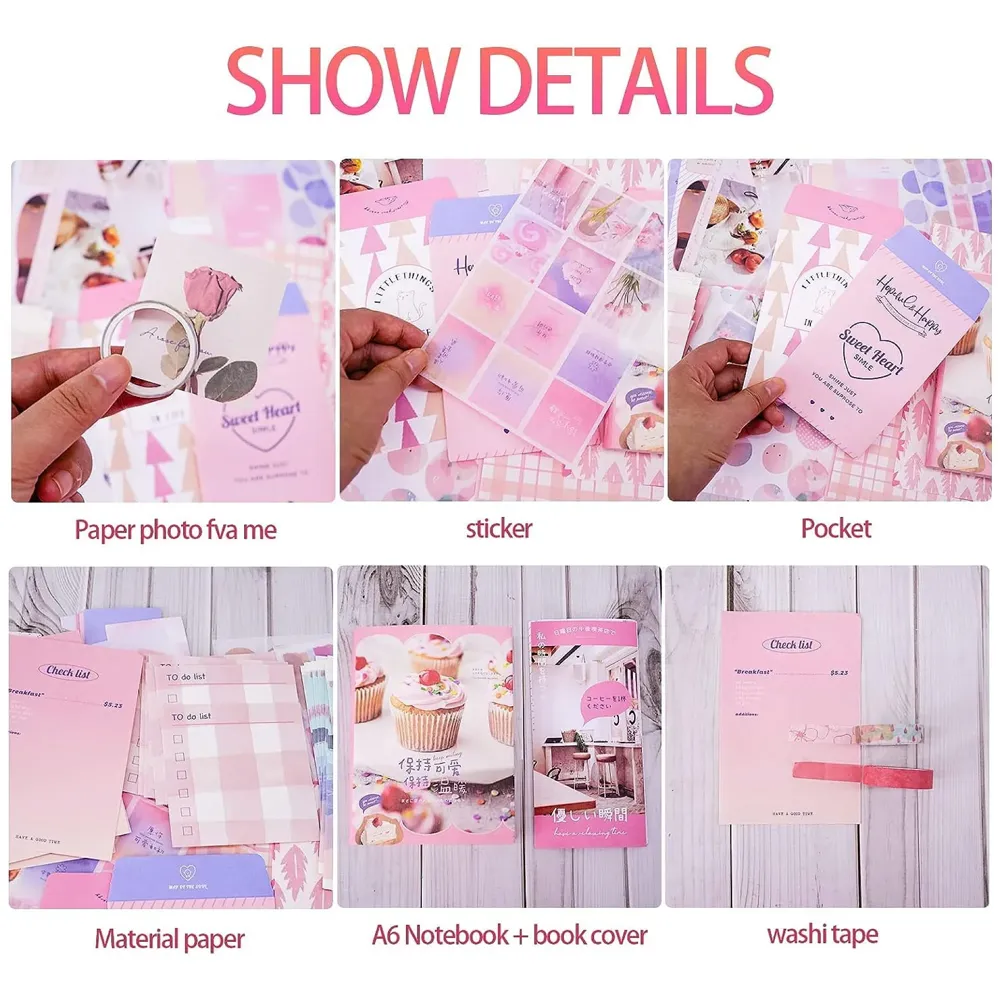 346Pcs Journal Supplies Kit Vintage Scrapbook Stickers Art Journaling Kit Journal Scheduler Diy Paper Stickers For Decoration Notebook Collage Album Aesthetic Tape(Sweet Heart), Multicolor