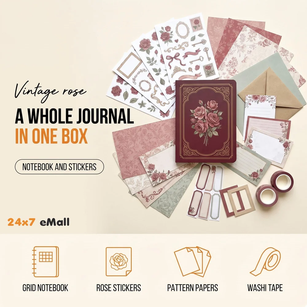 346pcs Journal Supplies Kit Vintage Scrapbook Stickers Art journaling kit. Journal Schedulers DIY Paper Stickers for Decoration Notebook Collage Album Aesthetic Tape (Rose)