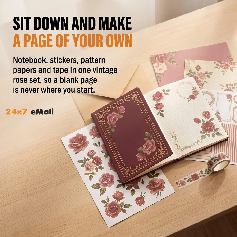 346pcs Journal Supplies Kit Vintage Scrapbook Stickers Art journaling kit. Journal Schedulers DIY Paper Stickers for Decoration Notebook Collage Album Aesthetic Tape (Rose)