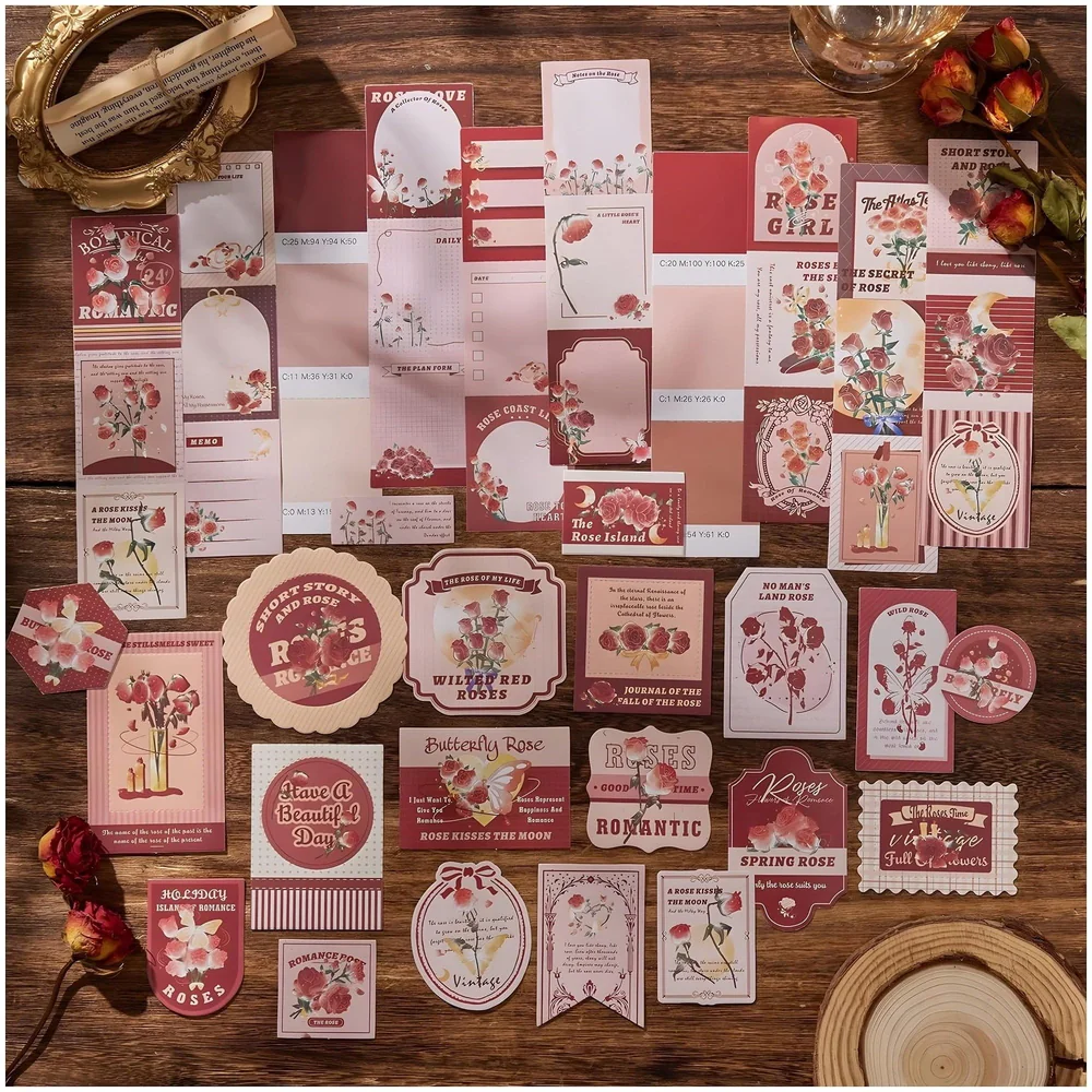 346pcs Journal Supplies Kit Vintage Scrapbook Stickers Art journaling kit. Journal Schedulers DIY Paper Stickers for Decoration Notebook Collage Album Aesthetic Tape (Rose)