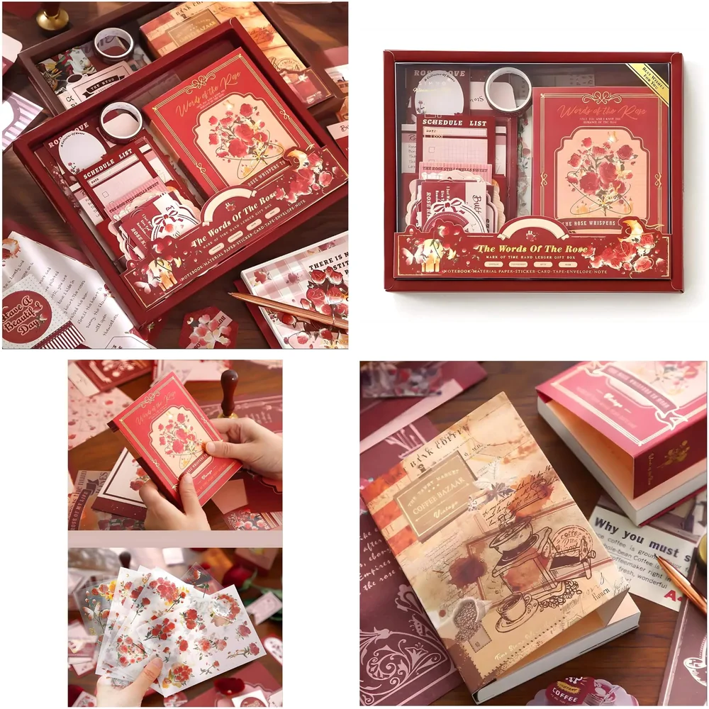 346pcs Journal Supplies Kit Vintage Scrapbook Stickers Art journaling kit. Journal Schedulers DIY Paper Stickers for Decoration Notebook Collage Album Aesthetic Tape (Rose)