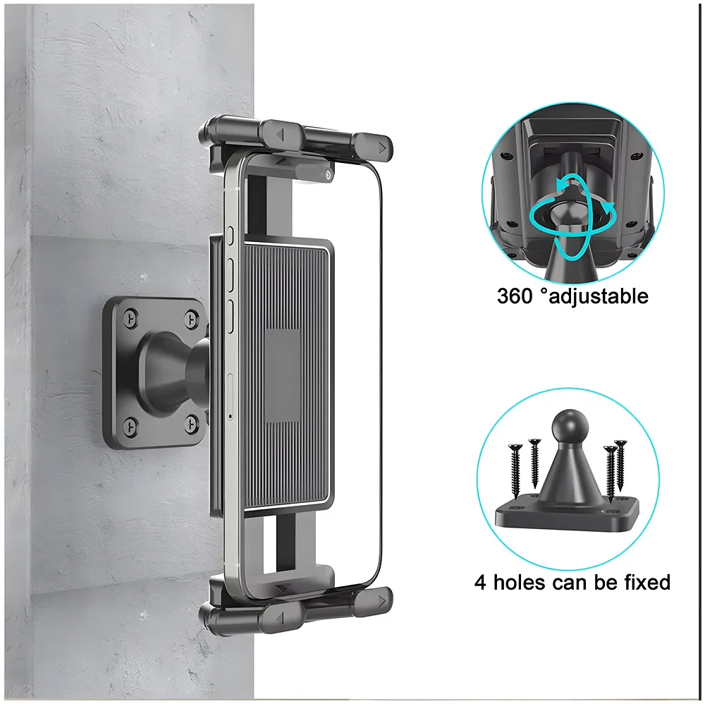 Wall Mount Tablet Phone Holder 4.7 to 13 Inches 360 Ball Joint