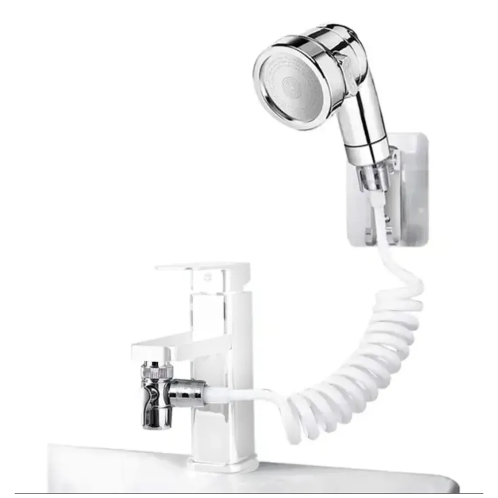 Tap Extension with Hand Shower for Shampoo Hair wash in Basin Faucet 2 in 1 Valve to divert Water Bathroom Spray with Filter wash Head in Basin (Tap Not Included)