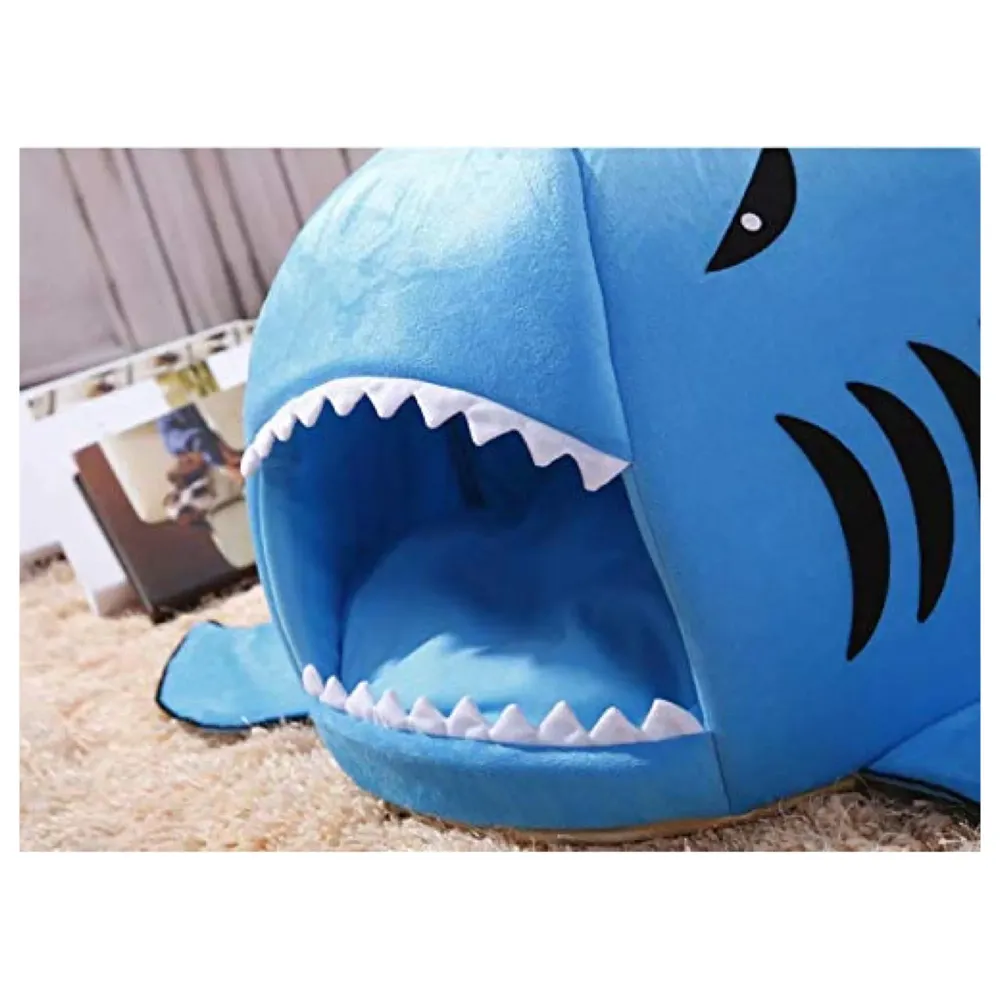 Shark Pet House with Removable Bed Cushion Mat for Dogs and Cats (Large 50 x 50 x 48 Cm)