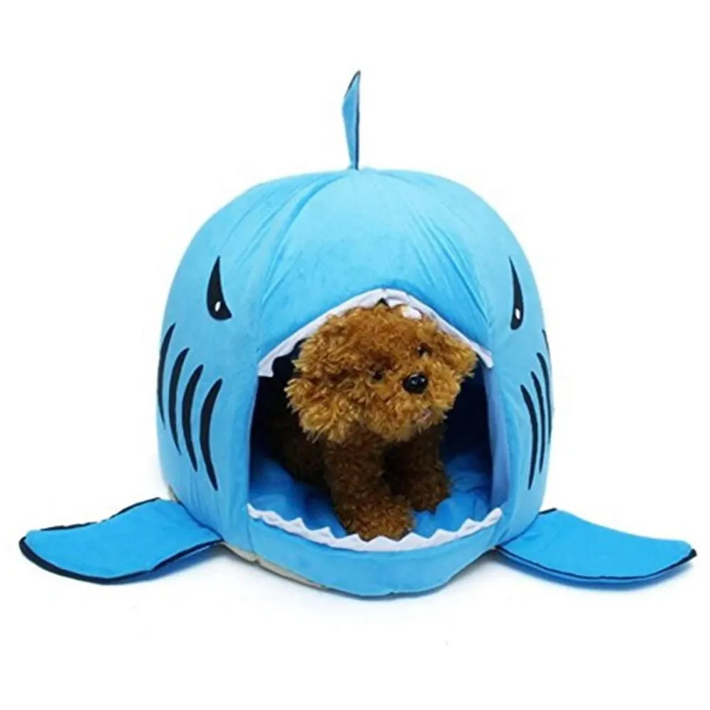 Shark Pet House with Removable Bed Cushion Mat for Dogs and Cats (Large 50 x 50 x 48 Cm)