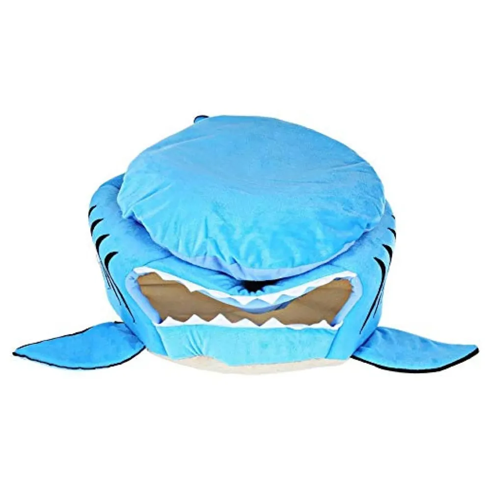 Shark Pet House with Removable Bed Cushion Mat for Dogs and Cats (Large 50 x 50 x 48 Cm)