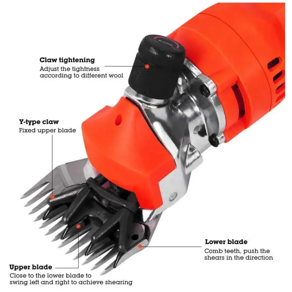 Unisex 1200W Electric Shearing Clipper Pet Sheep Shear Goat Farm Wool Cut Trimmer 220V For Wool Electric Sheep Shearing, Red Professional Grooming Livestock Thick Coat