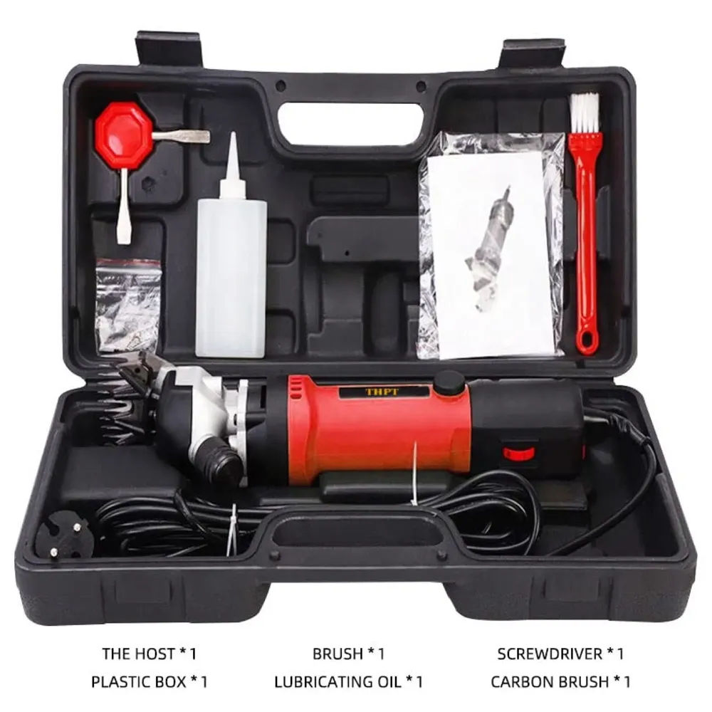 Unisex 1200W Electric Shearing Clipper Pet Sheep Shear Goat Farm Wool Cut Trimmer 220V For Wool Electric Sheep Shearing, Red Professional Grooming Livestock Thick Coat