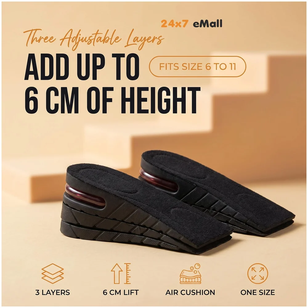 Height Increase Insoles 3 Layer EVA Foam Shoe Lifts 6 cm Unisex