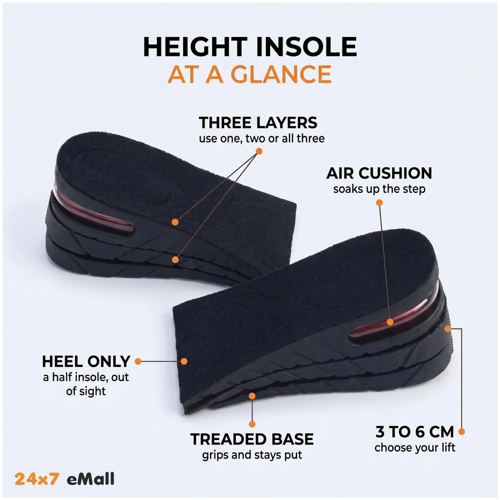 Height Increase Insoles 3 Layer EVA Foam Shoe Lifts 6 cm Unisex