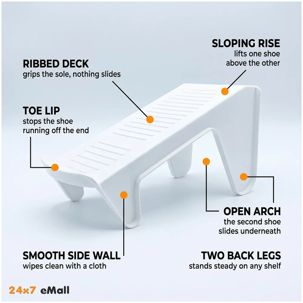 Shoe Slots Organizer, Shoe Storage Rack Space Saver Rack Holder. (White, 4)