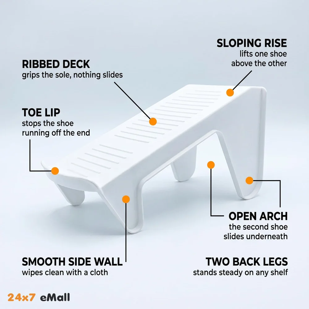 Shoe Slots Organizer, Shoe Storage Rack Space Saver Rack Holder. (White, 8)