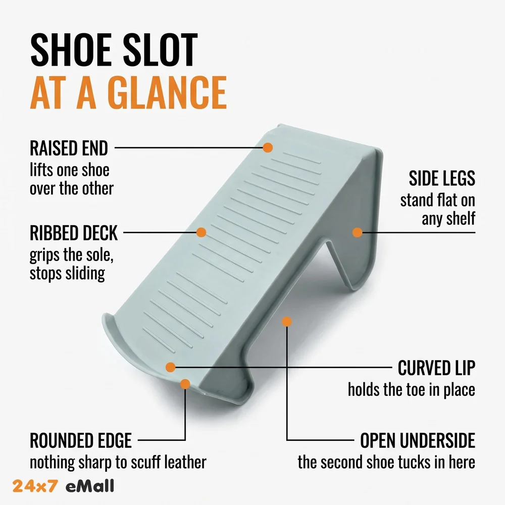 Shoe Slots Organizer, Shoe Storage Rack Space Saver Rack Holder. (Grey, 4)