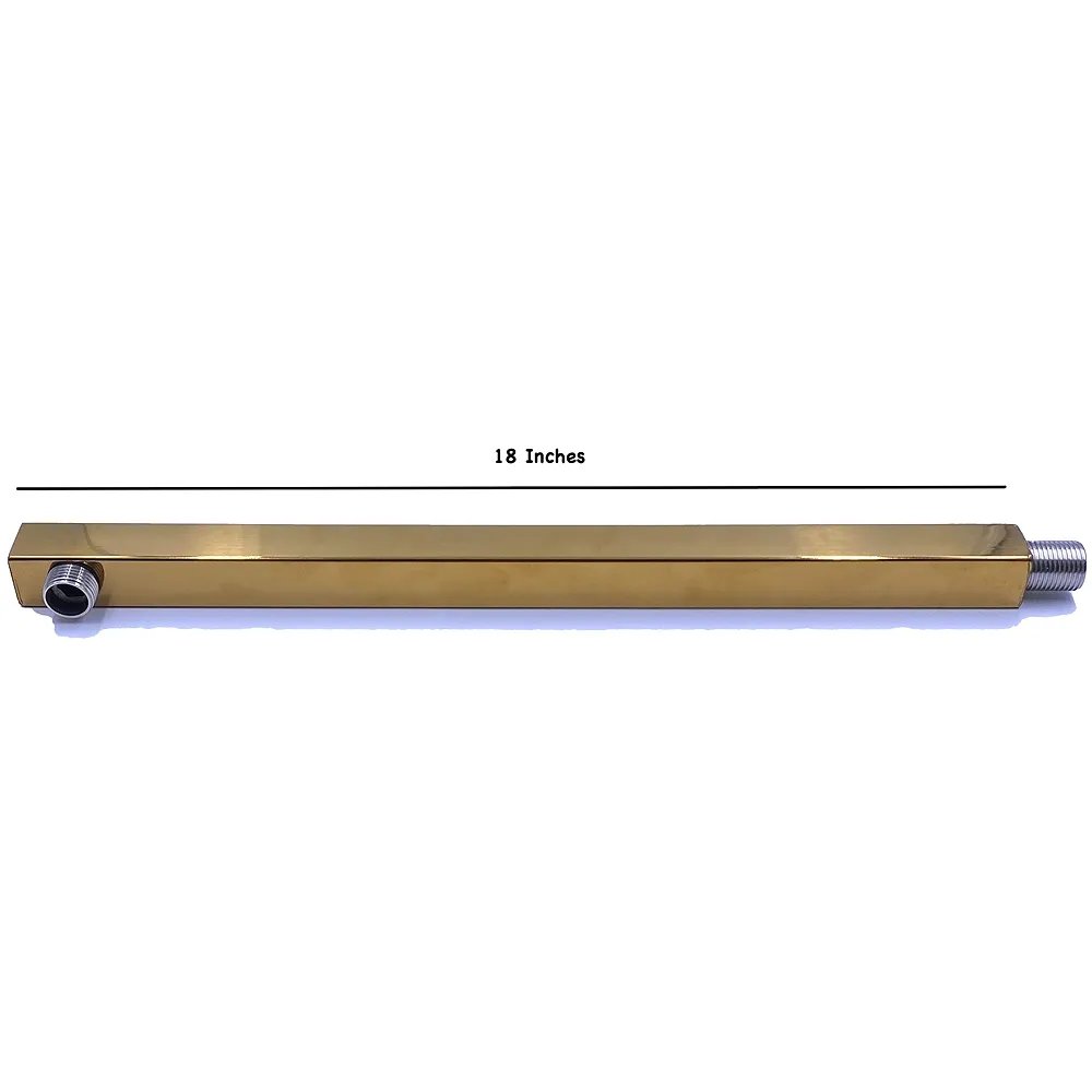 Gold Shower Arm 18 Inch Square Victorian Golden Finish Bathroom