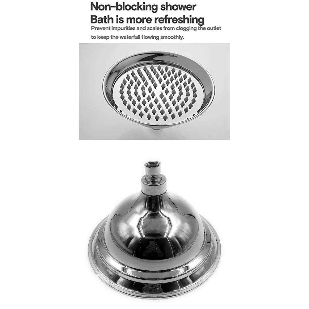 Victorian Chrome Overhead Shower Head 8 Inch Rust Free Bathroom