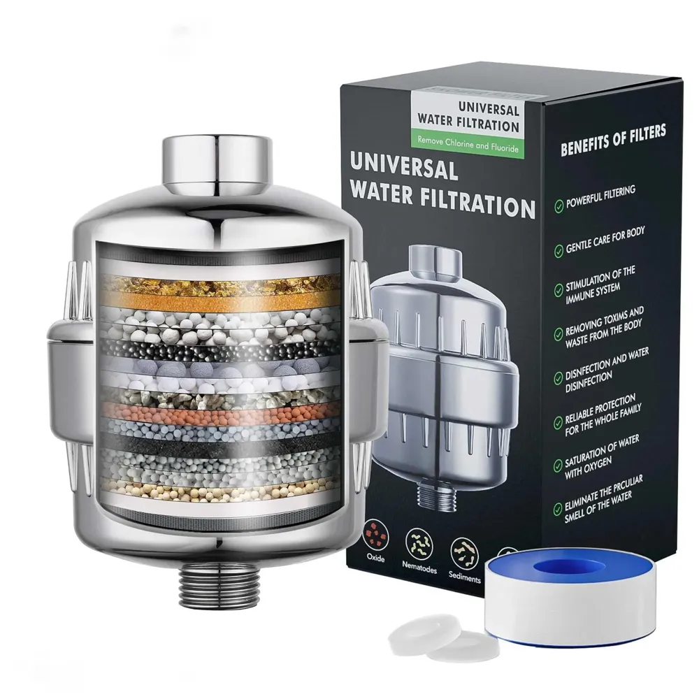 Upgraded 18 Stage Shower Filter Hard Water Softener Water Filter For Bathroom Kitchen High Output Revitalizing Tap Filter Multi-Stage Cartridge With Activated Carbon