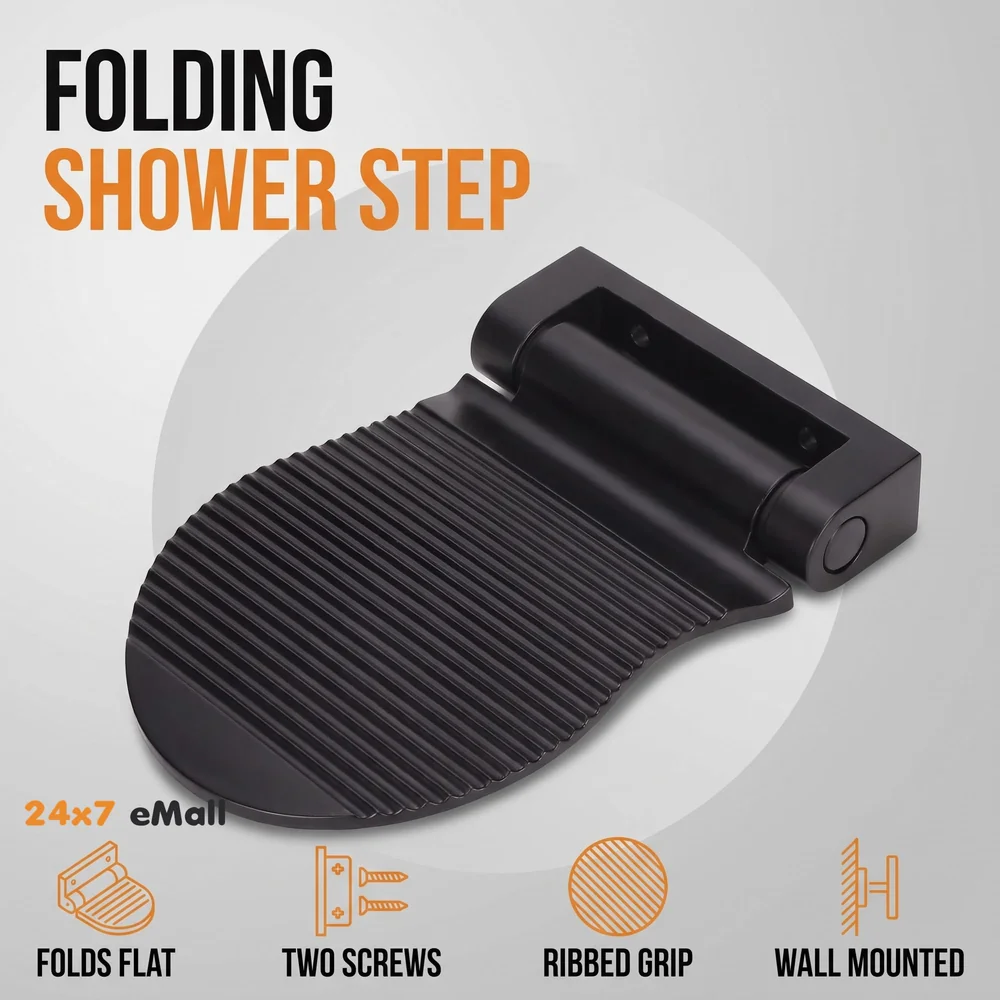Shower Foot Rest, Shaving Pedestal Foldable Design Aluminium Alloy Screw Installation Shower Leg Shaving Shelf Bathroom Pedal for Shaving Legs Shower Tool