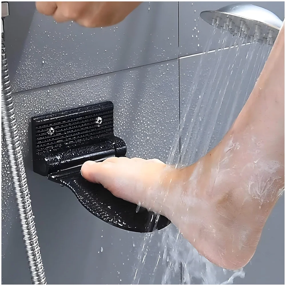 Shower Foot Rest, Shaving Pedestal Foldable Design Aluminium Alloy Screw Installation Shower Leg Shaving Shelf Bathroom Pedal for Shaving Legs Shower Tool