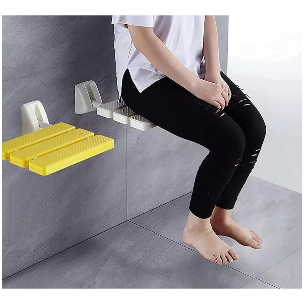 Shower Seat Wall Mounted Bathroom Foldable Stool Non-Slip Folding Shower Seat Stool Bench Wall Bath Seat.