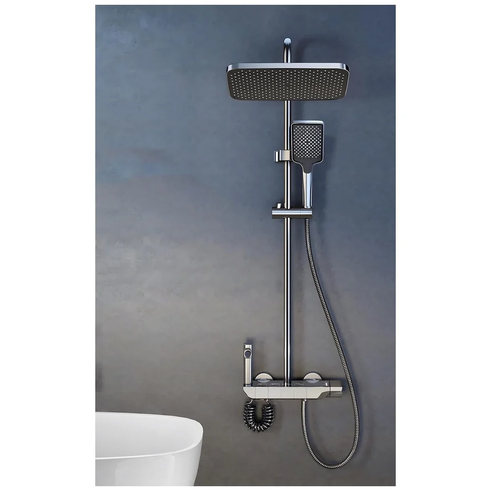 Piano Keys Shower Set black Hot and Cold Mixer Tap Bath