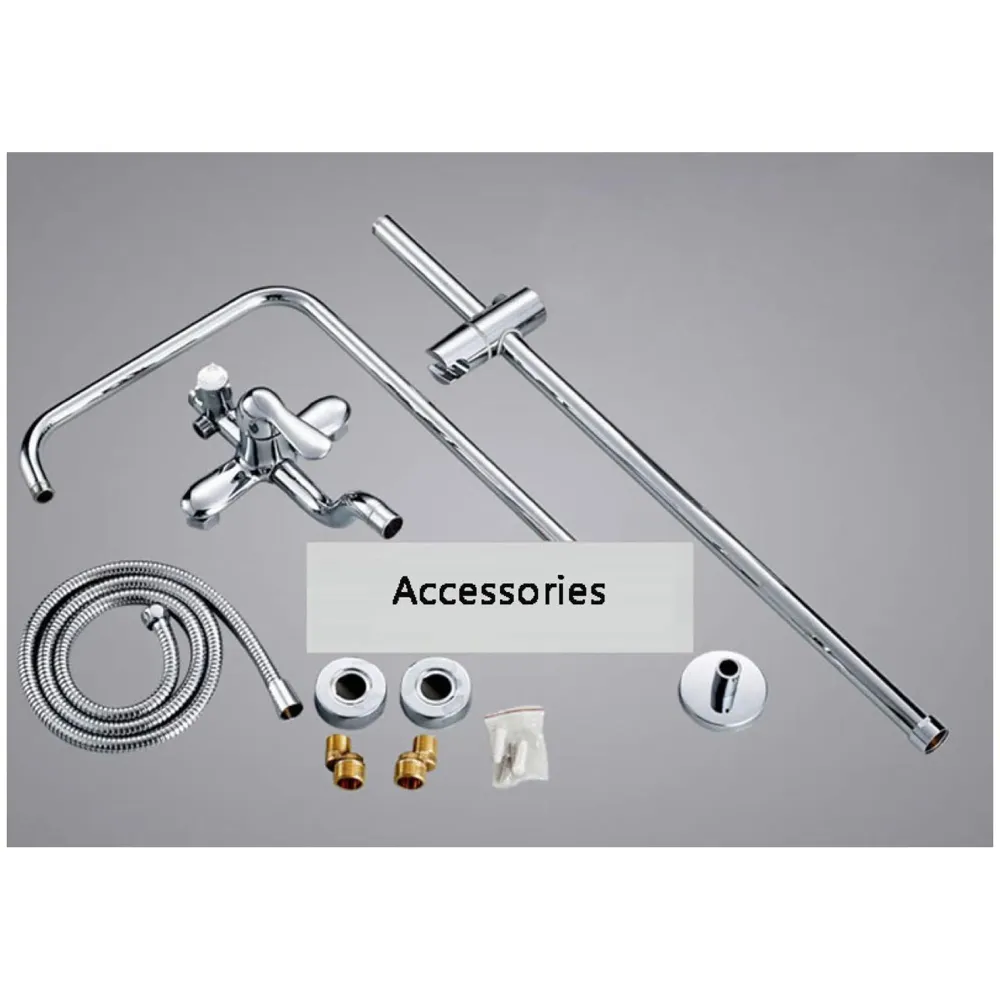 Brass Shower System, 3 in 1 Wall Mixer with 3 Control Setting. Adjustable Height Shower and Hand Shower (Chrome 2)