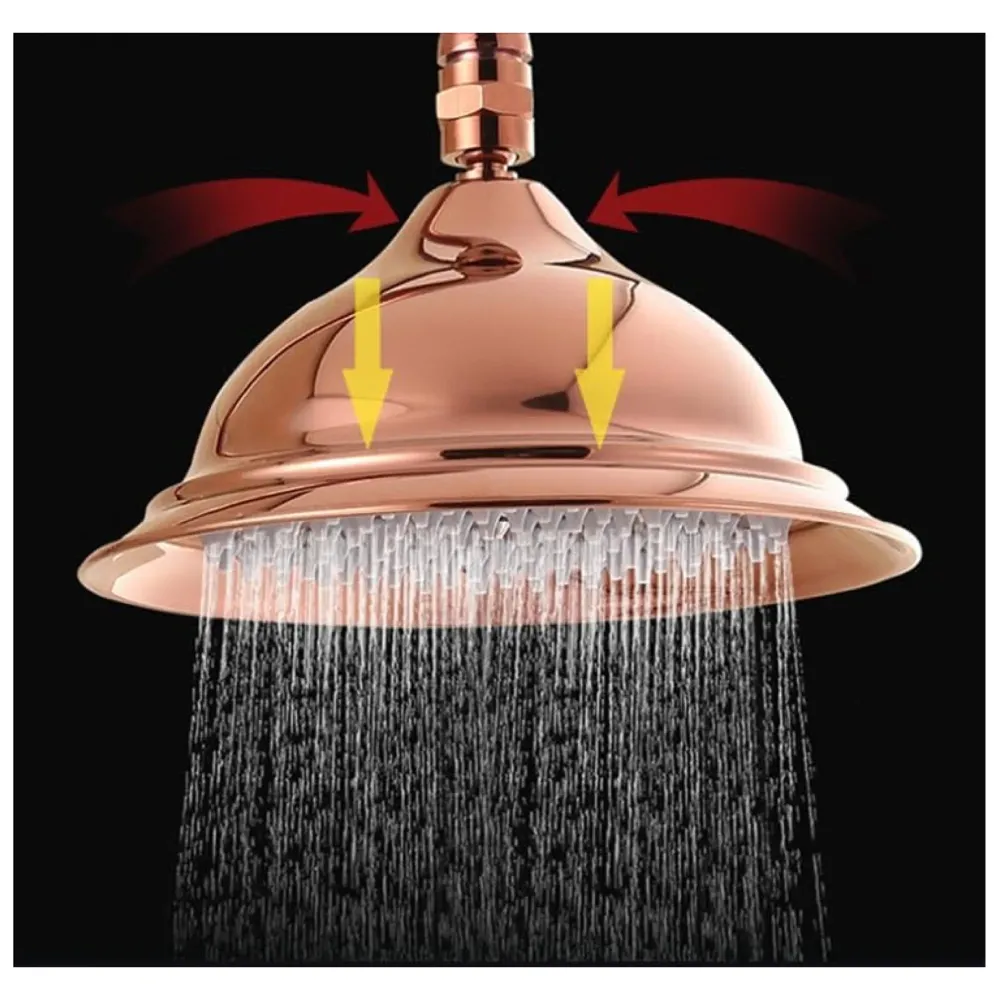 Brass Rose Gold shower system, 3 in 1 wall mixer with adjustable height shower and hand shower, 3 control setting.