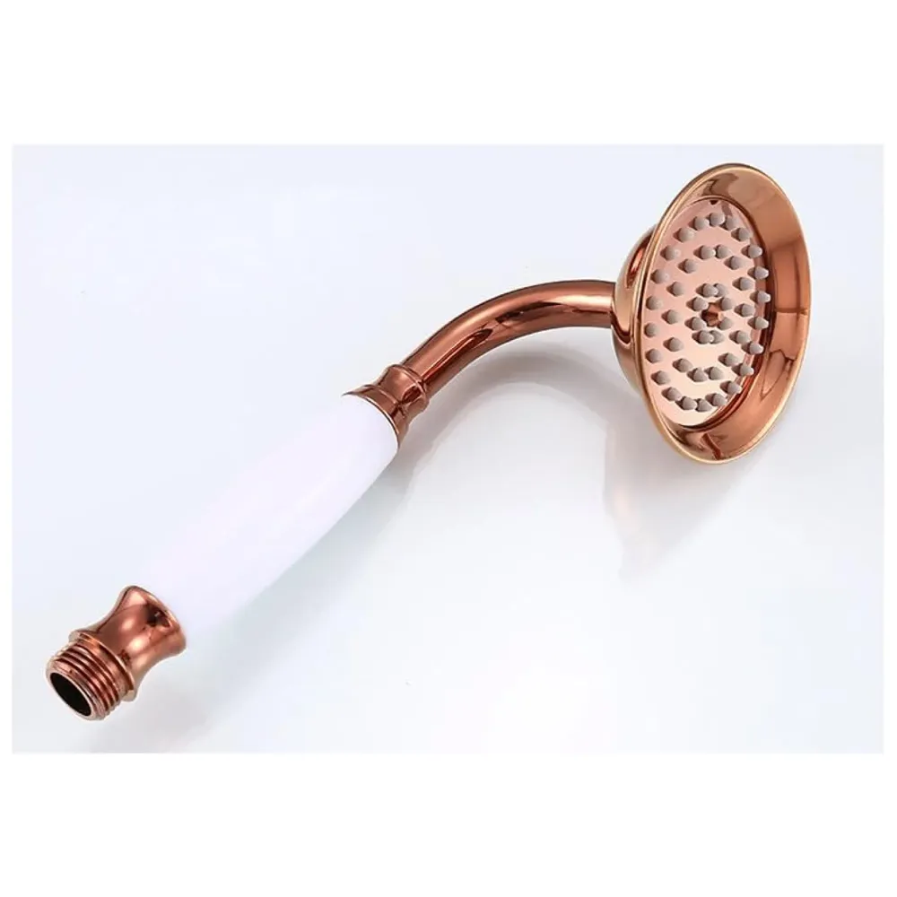 Brass Rose Gold shower system, 3 in 1 wall mixer with adjustable height shower and hand shower, 3 control setting.