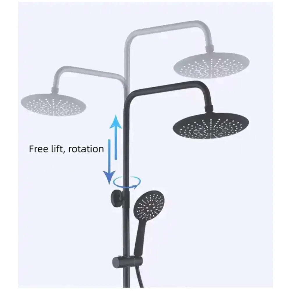 3 in 1 Black Shower System With Hot And Cold Mixer Shower and Handshower, Adjustable Height, 3 Control Setting, Noir Collection